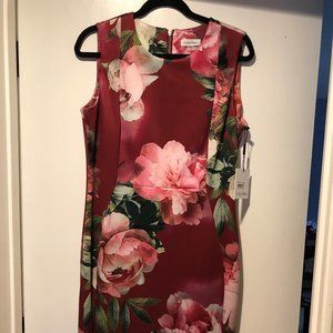 Calvin Klein Floral Sheath Dress, Size 12